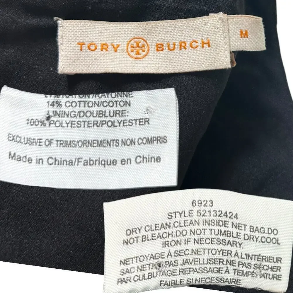 Tory Burch Paulina' Knit Dress, Kate Middleton A-Line Fringe Black/White Medium